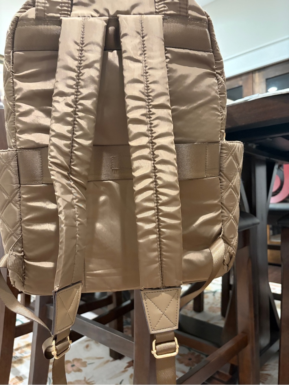 Joan David Quilted Backpack - Taupe/ Brown - Picture 7 of 7